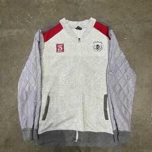 Haro Jacket Mens Medium Gray Quilted Sleeves Full Zip Athletic 68 Sweatshirt